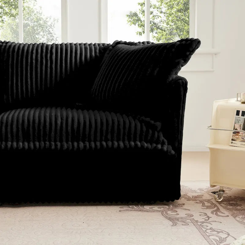 Cord-Samt 3-Sitzer Sektionalsofa ohne Armlehnen mit abnehmbarem Bezug und umwandelbarem Ottoman, modulares Design und abnehmbare Hussen