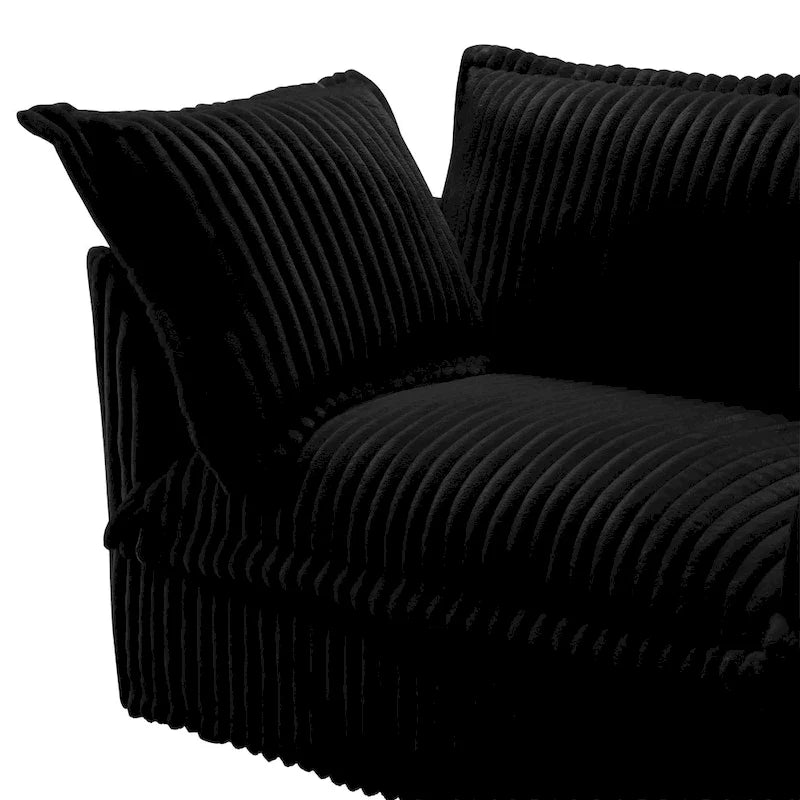 Cord-Samt 3-Sitzer Sektionalsofa ohne Armlehnen mit abnehmbarem Bezug und umwandelbarem Ottoman, modulares Design und abnehmbare Hussen