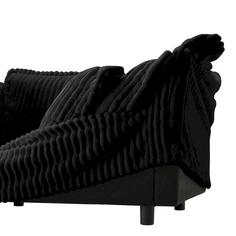 Cord-Samt 3-Sitzer Sektionalsofa ohne Armlehnen mit abnehmbarem Bezug und umwandelbarem Ottoman, modulares Design und abnehmbare Hussen