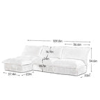 Cord-Samt 3-Sitzer Sektionalsofa ohne Armlehnen mit abnehmbarem Bezug und umwandelbarem Ottoman, modulares Design und abnehmbare Hussen