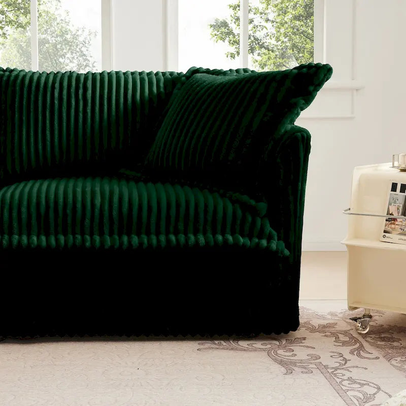 Cord-Samt 3-Sitzer Sektionalsofa ohne Armlehnen mit abnehmbarem Bezug und umwandelbarem Ottoman, modulares Design und abnehmbare Hussen