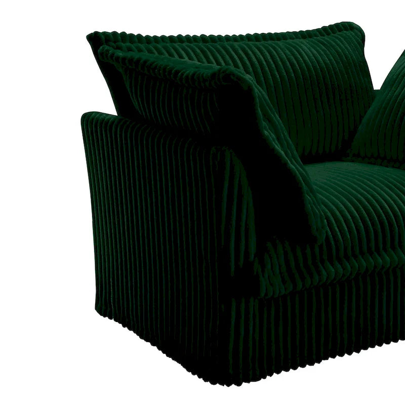 Cord-Samt 3-Sitzer Sektionalsofa ohne Armlehnen mit abnehmbarem Bezug und umwandelbarem Ottoman, modulares Design und abnehmbare Hussen