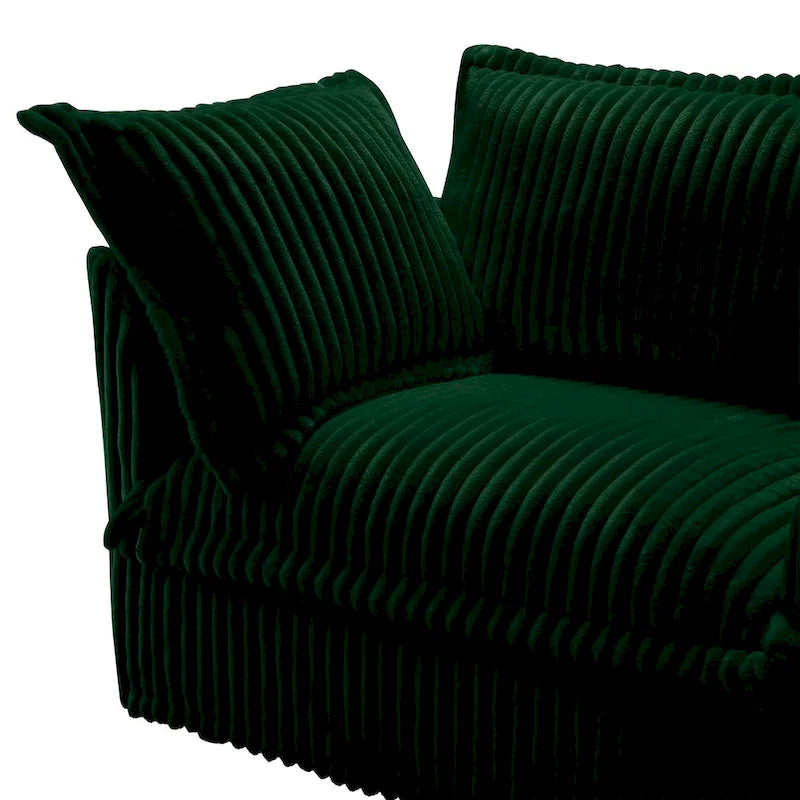 Cord-Samt 3-Sitzer Sektionalsofa ohne Armlehnen mit abnehmbarem Bezug und umwandelbarem Ottoman, modulares Design und abnehmbare Hussen