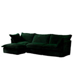 Cord-Samt 3-Sitzer Sektionalsofa ohne Armlehnen mit abnehmbarem Bezug und umwandelbarem Ottoman, modulares Design und abnehmbare Hussen