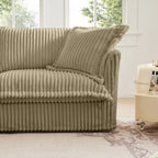 Cord-Samt 3-Sitzer Sektionalsofa ohne Armlehnen mit abnehmbarem Bezug und umwandelbarem Ottoman, modulares Design und abnehmbare Hussen