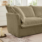 Cord-Sofa in L-Form mit abnehmbarem Bezug und tiefen Sitzen, 4-Sitzer-Couch mit weichen Armlehnen und 2 großen Kissen