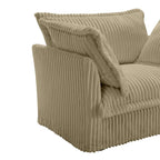 Cord-Sofa in L-Form mit abnehmbarem Bezug und tiefen Sitzen, 4-Sitzer-Couch mit weichen Armlehnen und 2 großen Kissen
