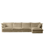 Cord-Sofa in L-Form mit abnehmbarem Bezug und tiefen Sitzen, 4-Sitzer-Couch mit weichen Armlehnen und 2 großen Kissen