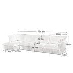 Cord-Sofa in L-Form mit abnehmbarem Bezug und tiefen Sitzen, 4-Sitzer-Couch mit weichen Armlehnen und 2 großen Kissen