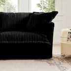 Cord-Sofa in L-Form mit abnehmbarem Bezug und tiefen Sitzen, 4-Sitzer-Couch mit weichen Armlehnen und 2 großen Kissen