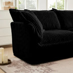 Cord-Sofa in L-Form mit abnehmbarem Bezug und tiefen Sitzen, 4-Sitzer-Couch mit weichen Armlehnen und 2 großen Kissen