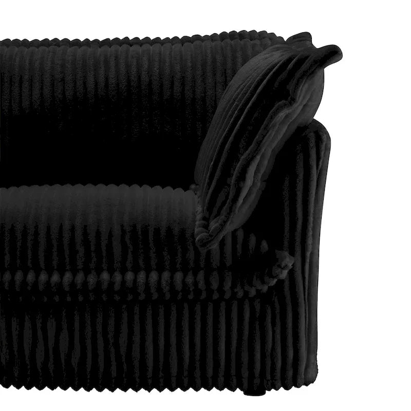 Cord-Sofa in L-Form mit abnehmbarem Bezug und tiefen Sitzen, 4-Sitzer-Couch mit weichen Armlehnen und 2 großen Kissen