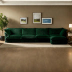 Cord-Sofa in L-Form mit abnehmbarem Bezug und tiefen Sitzen, 4-Sitzer-Couch mit weichen Armlehnen und 2 großen Kissen