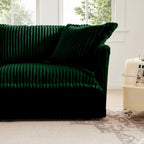 Cord-Sofa in L-Form mit abnehmbarem Bezug und tiefen Sitzen, 4-Sitzer-Couch mit weichen Armlehnen und 2 großen Kissen