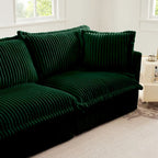Cord-Sofa in L-Form mit abnehmbarem Bezug und tiefen Sitzen, 4-Sitzer-Couch mit weichen Armlehnen und 2 großen Kissen