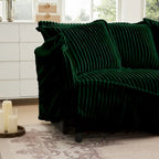 Cord-Sofa in L-Form mit abnehmbarem Bezug und tiefen Sitzen, 4-Sitzer-Couch mit weichen Armlehnen und 2 großen Kissen
