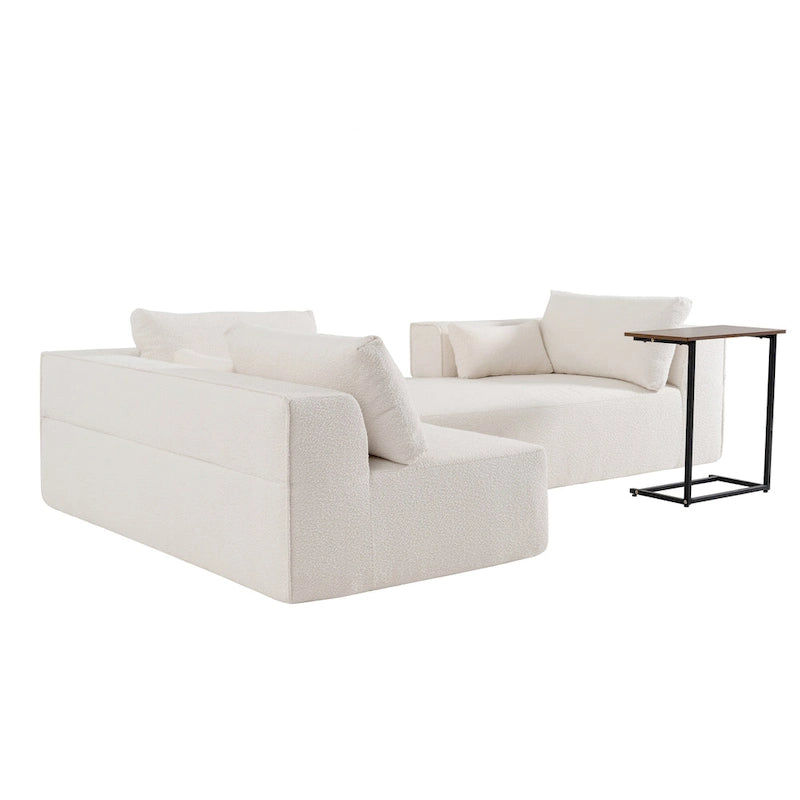 Modulares Ecksofa Boucle 112 mit kostenlosem Beistelltisch, breitem Sitzdesign und ohne Montage erforderlich