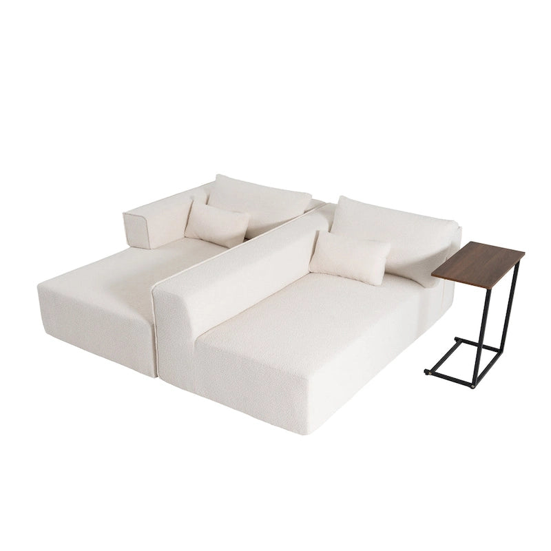 Modulares Ecksofa Boucle 112 mit kostenlosem Beistelltisch, breitem Sitzdesign und ohne Montage erforderlich