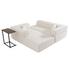 Modulares Ecksofa Boucle 112 mit kostenlosem Beistelltisch, breitem Sitzdesign und ohne Montage erforderlich