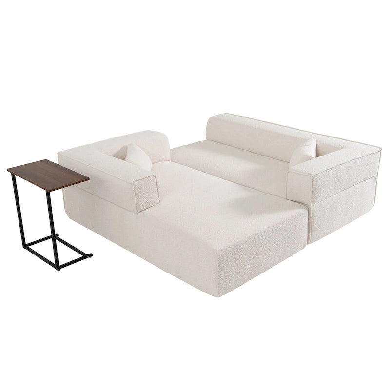 Modulares Ecksofa Boucle 112 mit kostenlosem Beistelltisch, breitem Sitzdesign und ohne Montage erforderlich