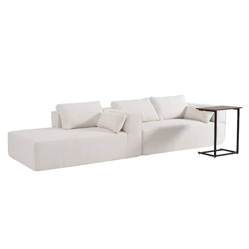 Modulares Ecksofa Boucle 112 mit kostenlosem Beistelltisch, breitem Sitzdesign und ohne Montage erforderlich