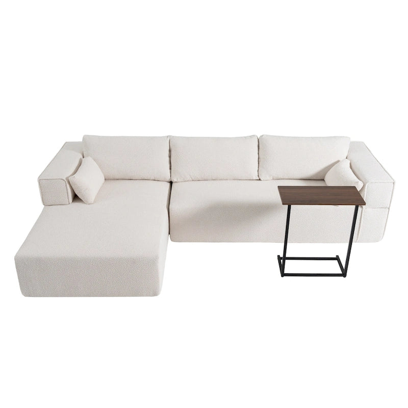 Modulares Ecksofa Boucle 112 mit kostenlosem Beistelltisch, breitem Sitzdesign und ohne Montage erforderlich