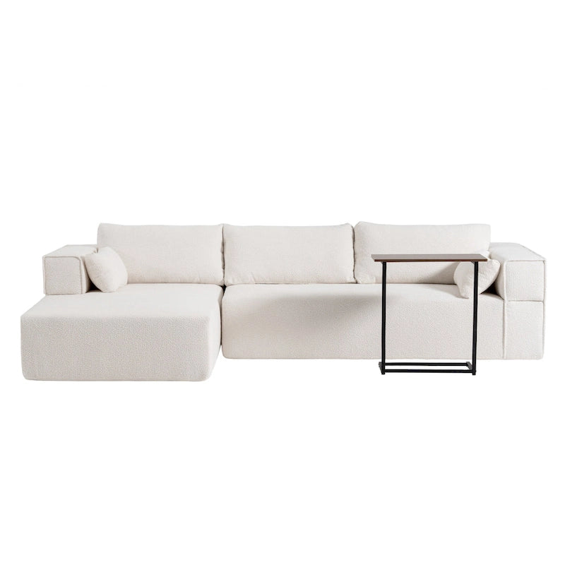 Modulares Ecksofa Boucle 112 mit kostenlosem Beistelltisch, breitem Sitzdesign und ohne Montage erforderlich