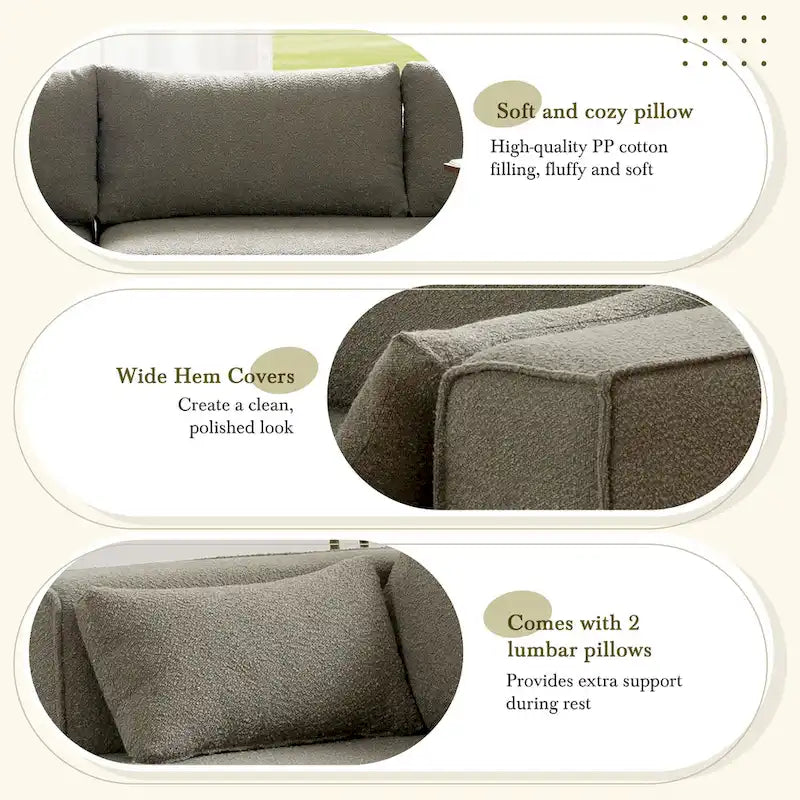 Modulares Ecksofa Boucle 112 mit kostenlosem Beistelltisch, breitem Sitzdesign und ohne Montage erforderlich