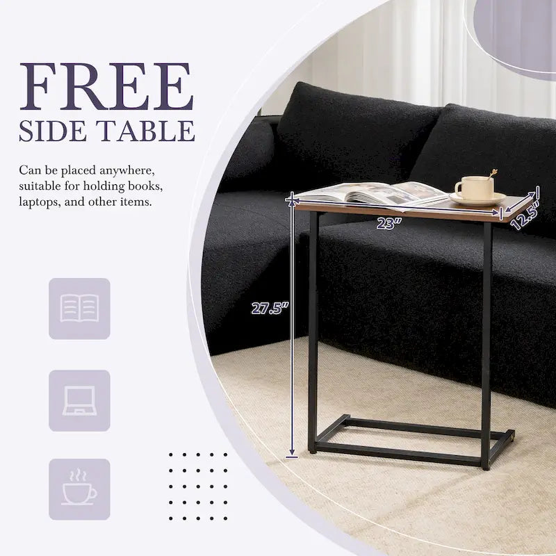Modulares Ecksofa Boucle 112 mit kostenlosem Beistelltisch, breitem Sitzdesign und ohne Montage erforderlich