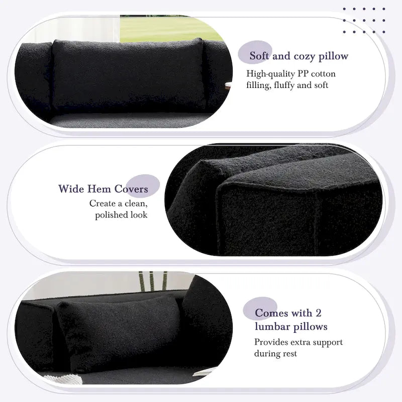 Modulares Ecksofa Boucle 112 mit kostenlosem Beistelltisch, breitem Sitzdesign und ohne Montage erforderlich