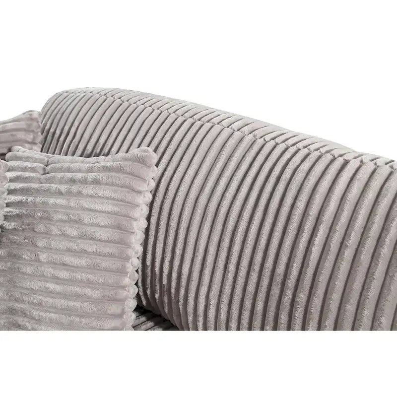 93,25 Corduroy Eckschlafsofa mit tiefer Sitzfläche & 6 Kissen - modernes Schlafsofa-Modul