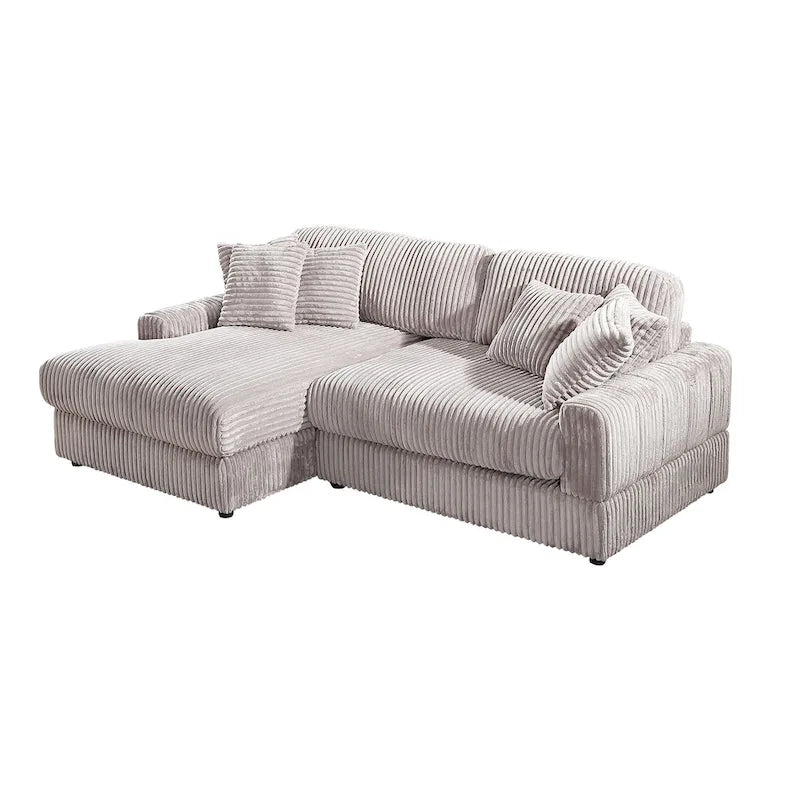 93,25 Corduroy Eckschlafsofa mit tiefer Sitzfläche & 6 Kissen - modernes Schlafsofa-Modul