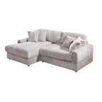 93,25 Corduroy Eckschlafsofa mit tiefer Sitzfläche & 6 Kissen - modernes Schlafsofa-Modul