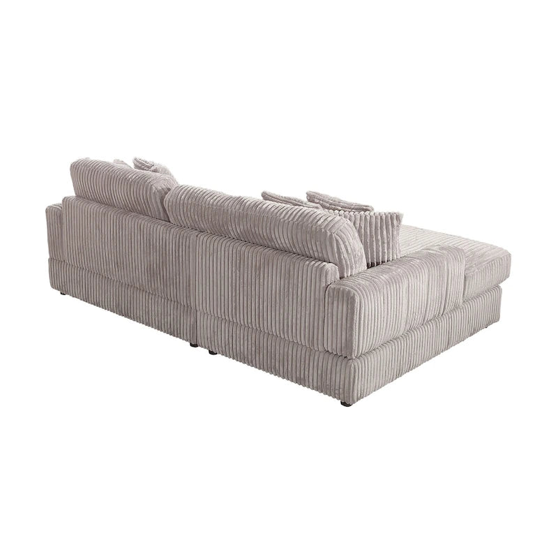 93,25 Corduroy Eckschlafsofa mit tiefer Sitzfläche & 6 Kissen - modernes Schlafsofa-Modul