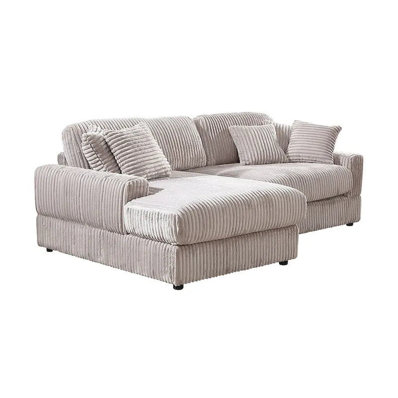 93,25 Corduroy Eckschlafsofa mit tiefer Sitzfläche & 6 Kissen - modernes Schlafsofa-Modul