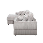 93,25 Corduroy Eckschlafsofa mit tiefer Sitzfläche & 6 Kissen - modernes Schlafsofa-Modul