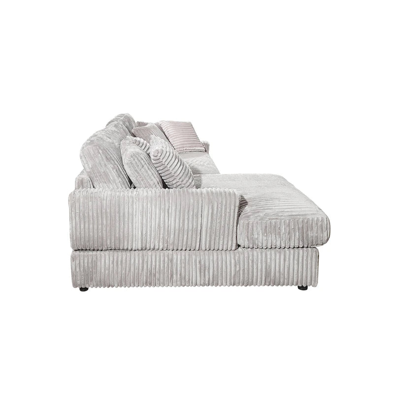 93,25 Corduroy Eckschlafsofa mit tiefer Sitzfläche & 6 Kissen - modernes Schlafsofa-Modul