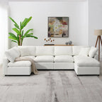 Beiges 130 Chenille Cloud U-förmiges Schlafsofa, 6-teiliges Moduldesign