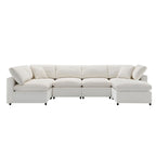 Beiges 130 Chenille Cloud U-förmiges Schlafsofa, 6-teiliges Moduldesign