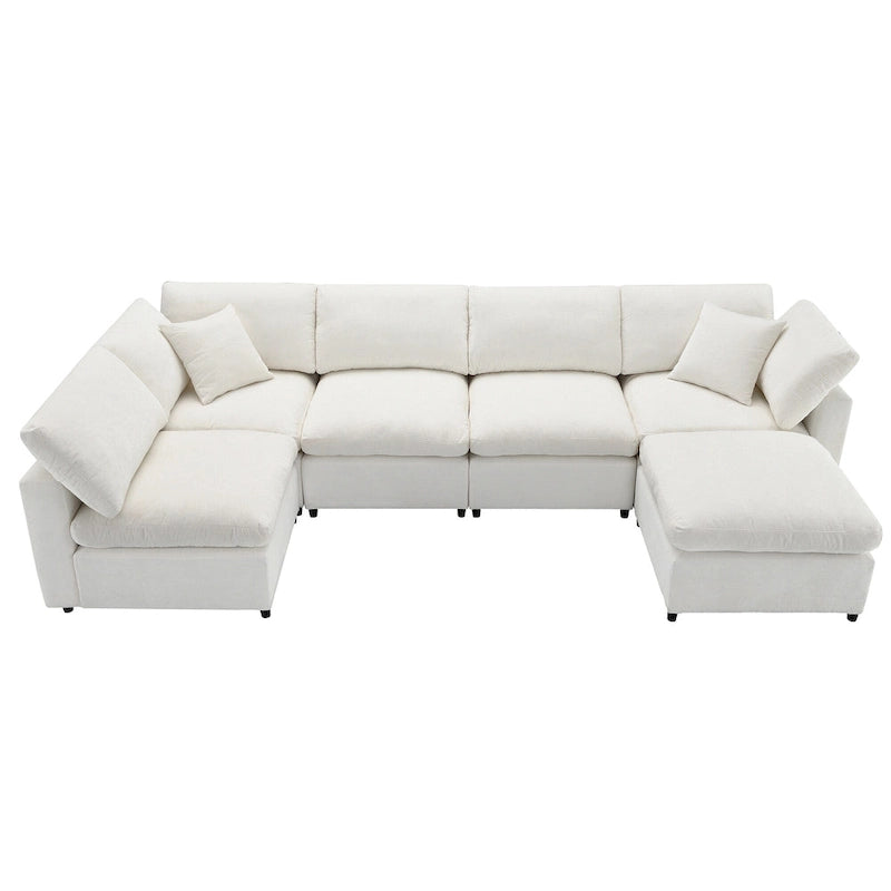 Beiges 130 Chenille Cloud U-förmiges Schlafsofa, 6-teiliges Moduldesign