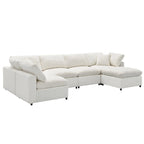 Beiges 130 Chenille Cloud U-förmiges Schlafsofa, 6-teiliges Moduldesign