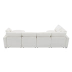 Beiges 130 Chenille Cloud U-förmiges Schlafsofa, 6-teiliges Moduldesign