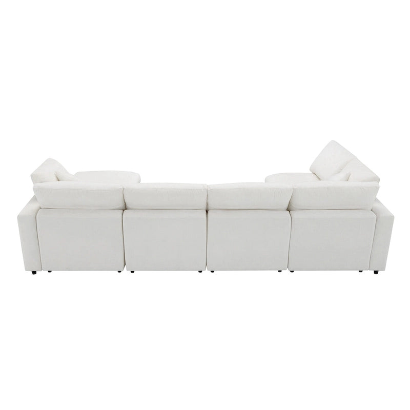Beiges 130 Chenille Cloud U-förmiges Schlafsofa, 6-teiliges Moduldesign