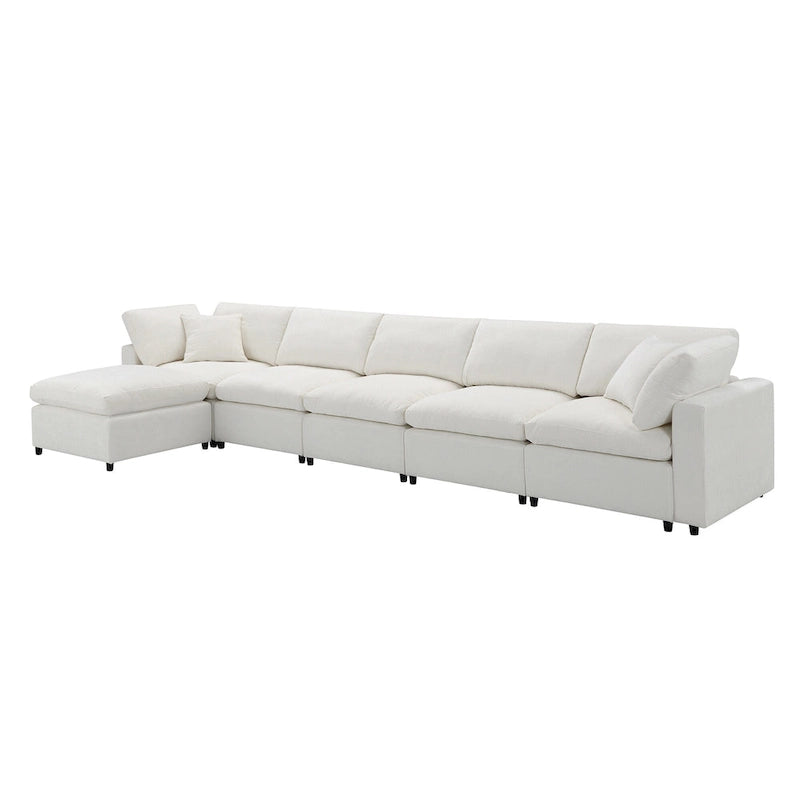 Beiges 130 Chenille Cloud U-förmiges Schlafsofa, 6-teiliges Moduldesign