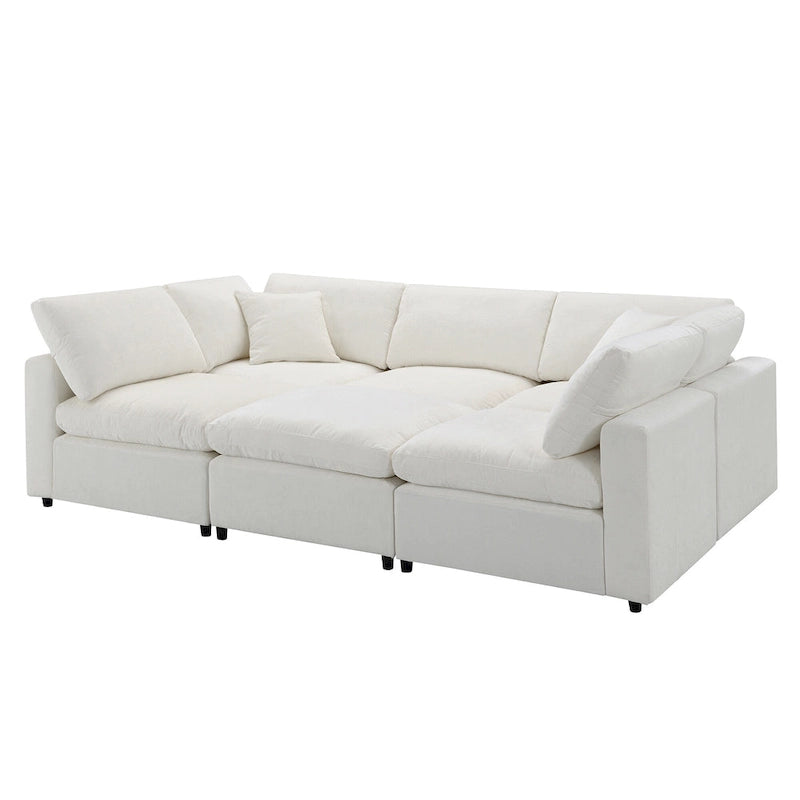 Beiges 130 Chenille Cloud U-förmiges Schlafsofa, 6-teiliges Moduldesign