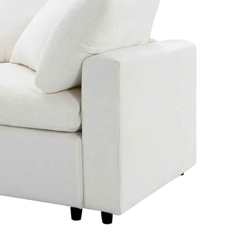Beiges 130 Chenille Cloud U-förmiges Schlafsofa, 6-teiliges Moduldesign