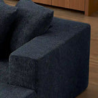 Blaues modulares L-förmiges 3-Sitzer-Ecksofa-Set 104.34 aus luxuriösem Chenille-Stoff mit Chaiselongue – minimalistisches Design