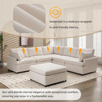 100,4 geräumiges U-förmiges 6-Sitzer-Ecksofa mit abnehmbaren Ottomanen und Kissen, flexible Konfiguration