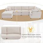 100,4 geräumiges U-förmiges 6-Sitzer-Ecksofa mit abnehmbaren Ottomanen und Kissen, flexible Konfiguration