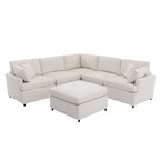 100,4 geräumiges U-förmiges 6-Sitzer-Ecksofa mit abnehmbaren Ottomanen und Kissen, flexible Konfiguration